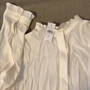 NWT LOFT White Long Sleeve Blouse Medium